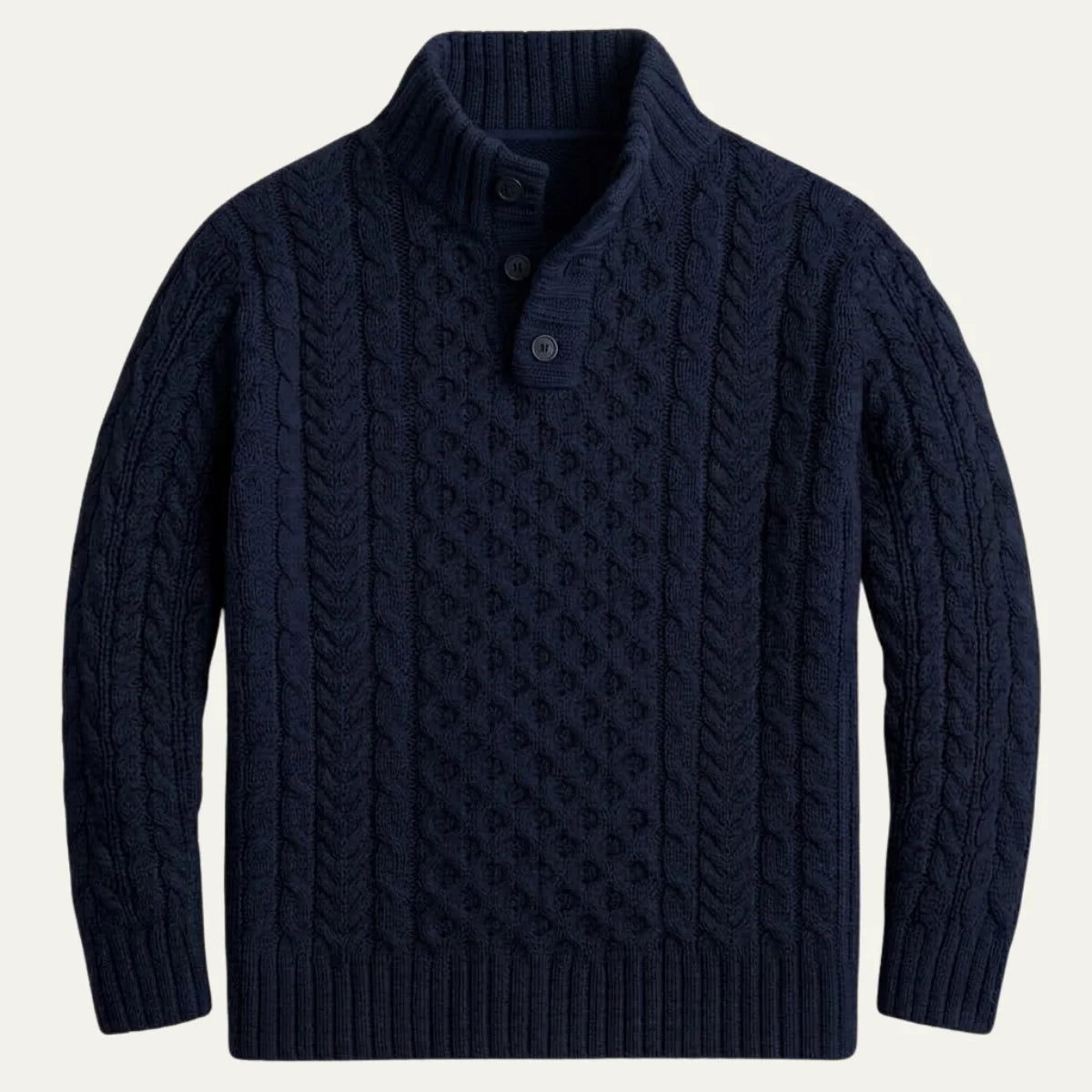 Men's Chunky Cable Knit Button-Neck Sweater 6