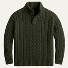 Men's Chunky Cable Knit Button-Neck Sweater 8