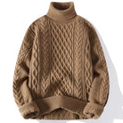 Men's Chunky Cable Knit Turtleneck Sweater 100% Cotton 4