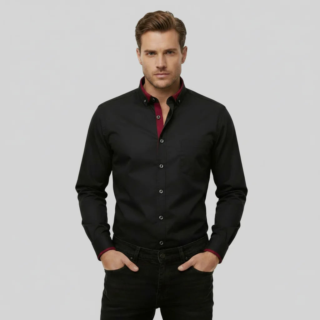 Men's Classic Long-Sleeve Button-Front Dress Shirt - 1