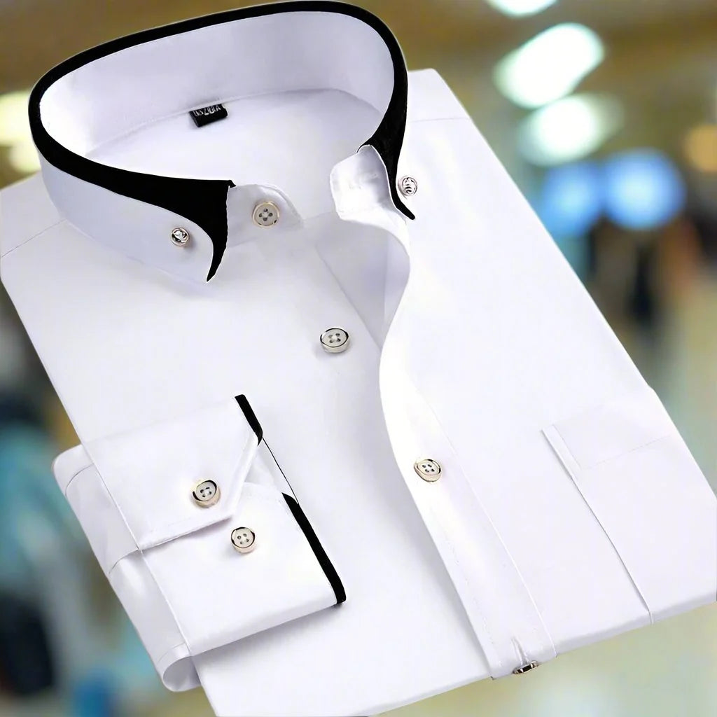 Men's Classic Long-Sleeve Button-Front Dress Shirt - 3