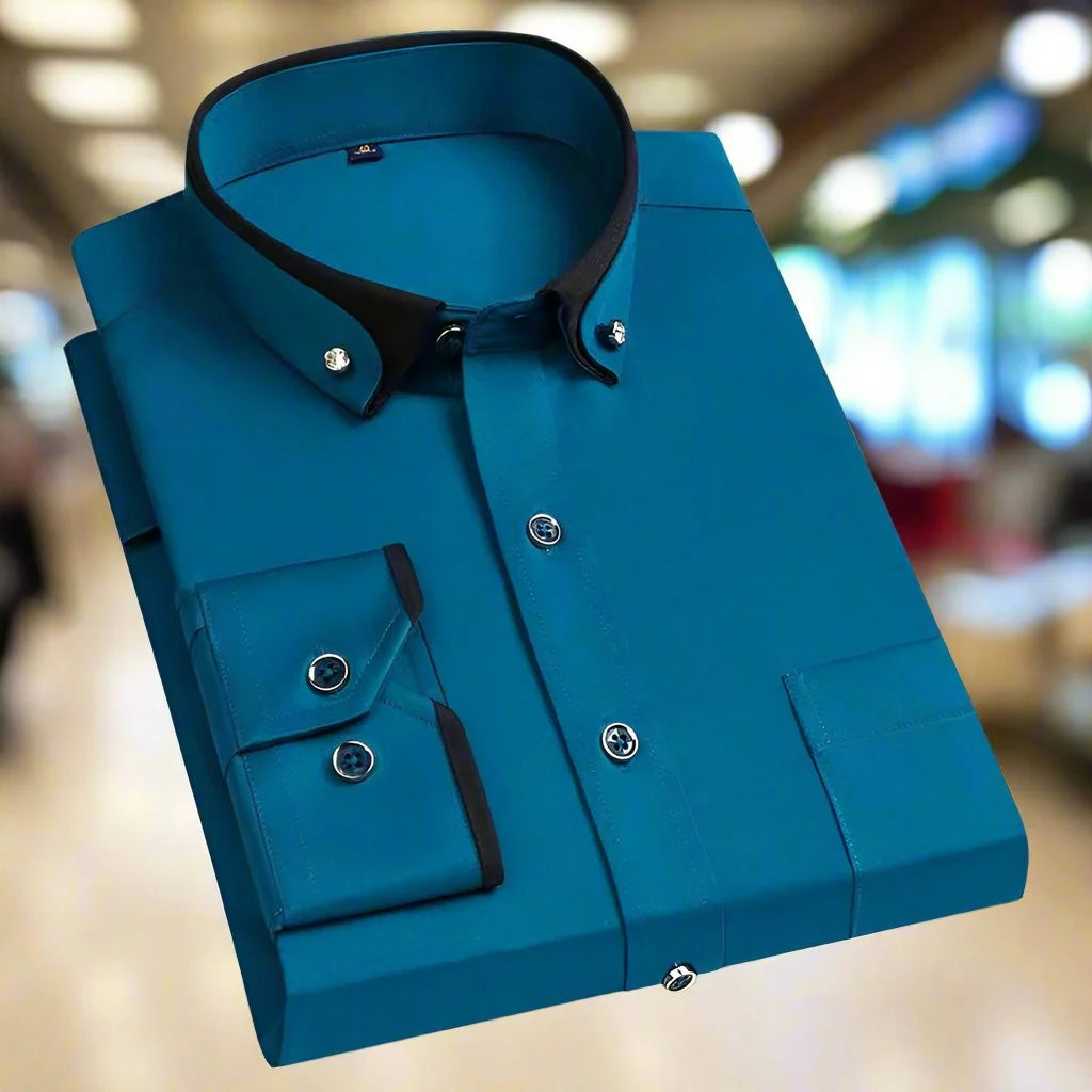 Men's Classic Long-Sleeve Button-Front Dress Shirt - 4