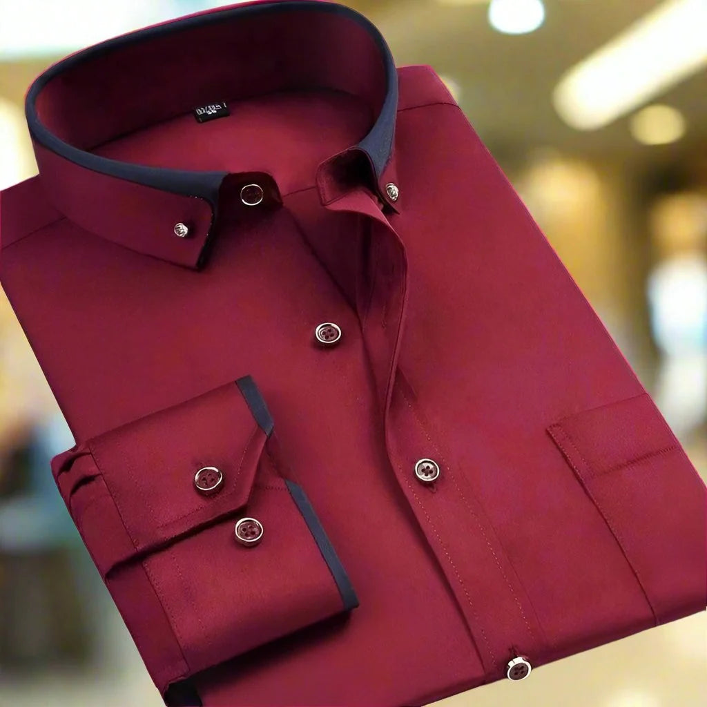 Men's Classic Long-Sleeve Button-Front Dress Shirt - 7