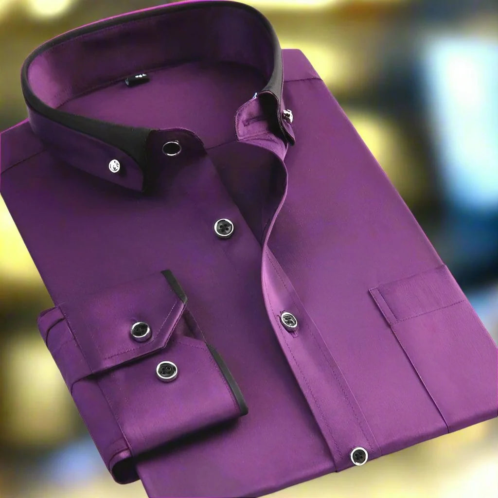 Men's Classic Long-Sleeve Button-Front Dress Shirt - 8