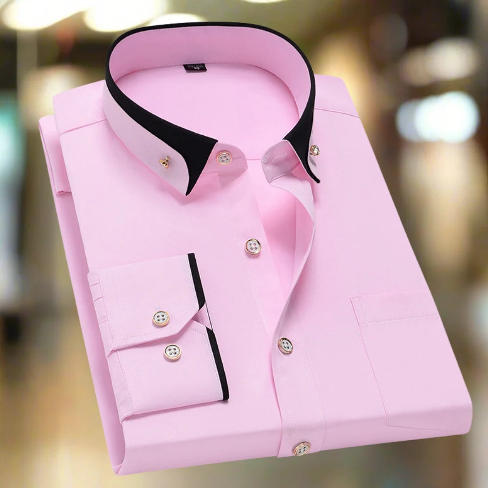Men's Classic Long-Sleeve Button-Front Dress Shirt - 10