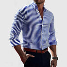 Men's Classic Striped Button-Front Dress Shirt 0