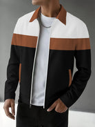 Men's Color-Block Zip-Up Jacket with Modern Fit 1