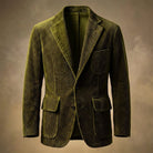 Men's Corduroy Blazer Jacket with Notch Lapels and Three-Button Closure 2