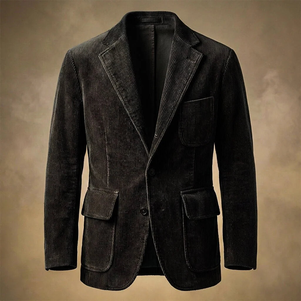 Men's Corduroy Blazer Jacket with Notch Lapels and Three-Button Closure 3