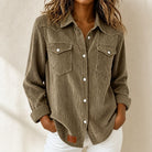 Men's Corduroy Western Yoke Shirt Jacket with Snap Front and Chest Flap Pockets 3