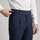 Men's Double-Pleat High-Waist Tapered Trousers with Side-Adjuster Buckles 3