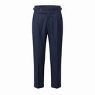Men's Double-Pleat High-Waist Tapered Trousers with Side-Adjuster Buckles 4