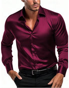 Men's Dress Shirt with Satin Sheen and Italian Collar 0