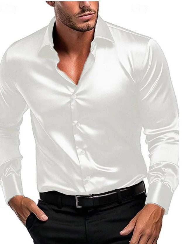 Men's Dress Shirt with Satin Sheen and Italian Collar 2