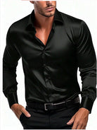 Men's Dress Shirt with Satin Sheen and Italian Collar 4