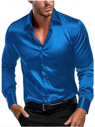 Men's Dress Shirt with Satin Sheen and Italian Collar 5