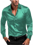 Men's Dress Shirt with Satin Sheen and Italian Collar 6