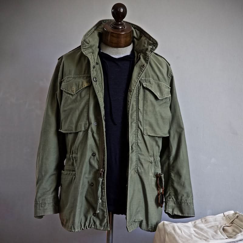 Men's Field Jacket with Drawcord Waist and Four-Flap Pocket Design 0