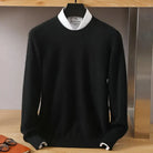 Men's Fine Knit Crew Neck Sweater with Ribbed Cuffs and Hem 0