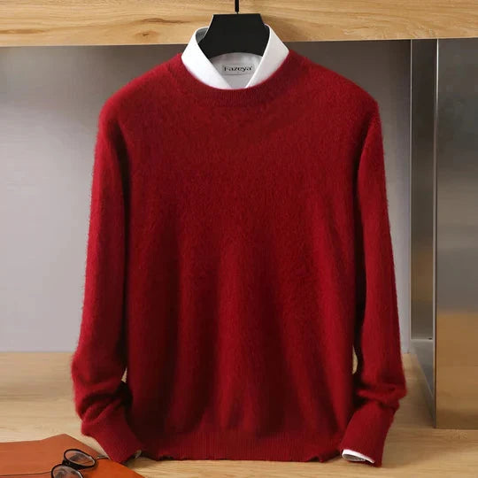 Men's Fine Knit Crew Neck Sweater with Ribbed Cuffs and Hem 4
