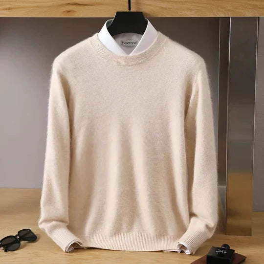 Men's Fine Knit Crew Neck Sweater with Ribbed Cuffs and Hem 7