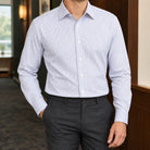 Men's Fitted Button-Front Dress Shirt with Pointed Spread Collar 3