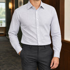 Men's Fitted Button-Front Dress Shirt with Pointed Spread Collar 4