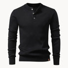 Men's Fitted Round Neck Sweater with Button Closure and Elastic Cuffs 0