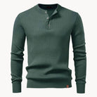 Men's Fitted Round Neck Sweater with Button Closure and Elastic Cuffs 10