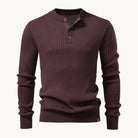 Men's Fitted Round Neck Sweater with Button Closure and Elastic Cuffs 8