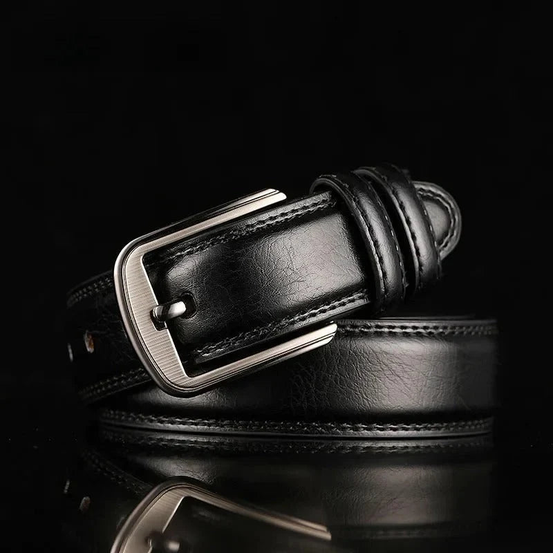 Men's Full-Grain Leather Belt with Polished Buckle 10