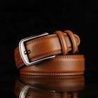 Men's Full-Grain Leather Belt with Polished Buckle 8