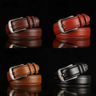 Men's Full-Grain Leather Belt with Polished Buckle 9