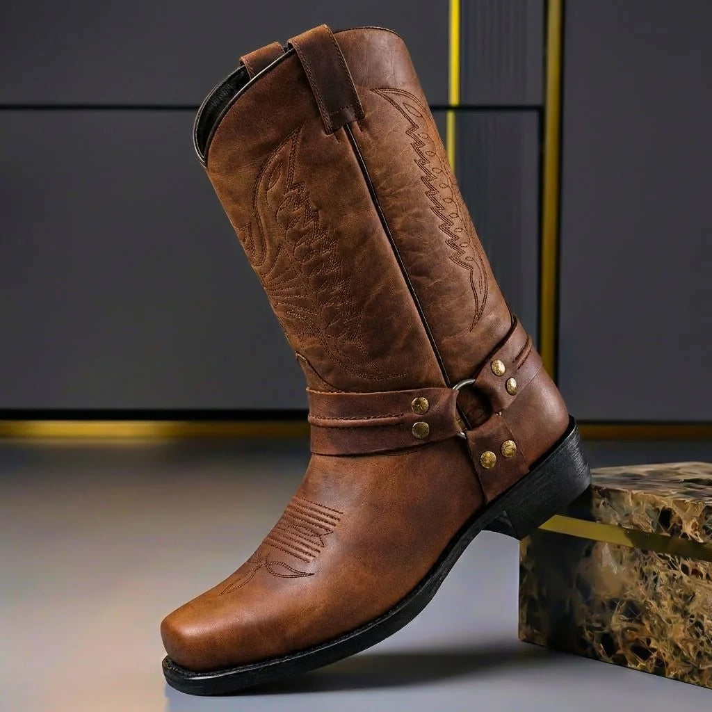 Men's Genuine Leather Vintage-Style Boots with Cushioned Insoles 0