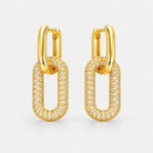 Men's Gold Rectangular Link Drop Earrings with High-Polish Finish 0