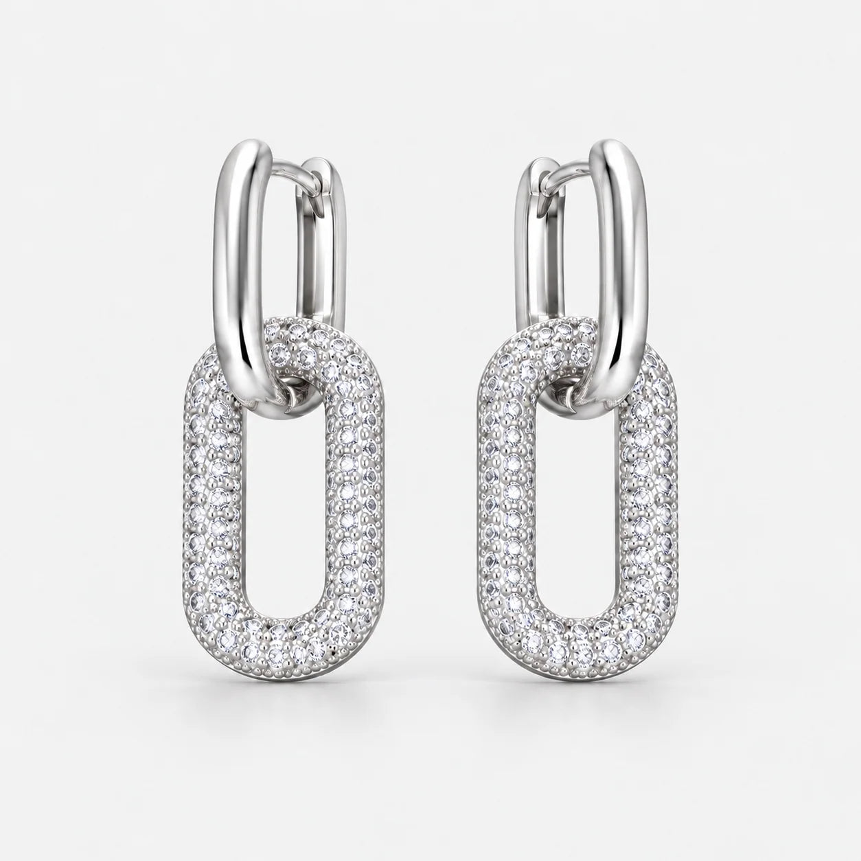 Men's Gold Rectangular Link Drop Earrings with High-Polish Finish 3
