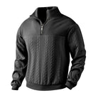 Men's Half-Zip Jacquard Knit Sweater with Ribbed Sleeves and Hem 2