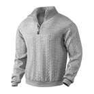 Men's Half-Zip Jacquard Knit Sweater with Ribbed Sleeves and Hem 3