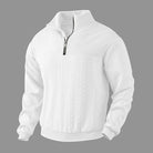 Men's Half-Zip Jacquard Knit Sweater with Ribbed Sleeves and Hem 4