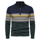 Men's Half-Zip Sweater with Stand Collar and Nordic Pattern 10