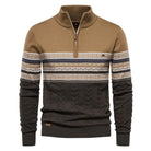 Men's Half-Zip Sweater with Stand Collar and Nordic Pattern 11