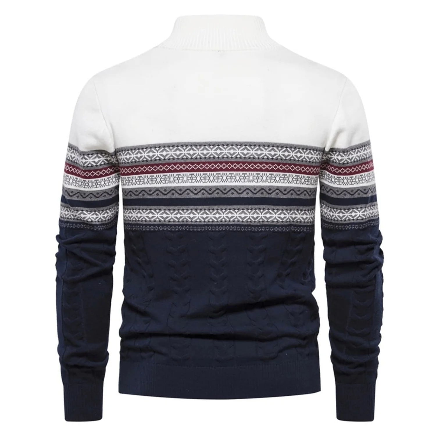 Men's Half-Zip Sweater with Stand Collar and Nordic Pattern 2