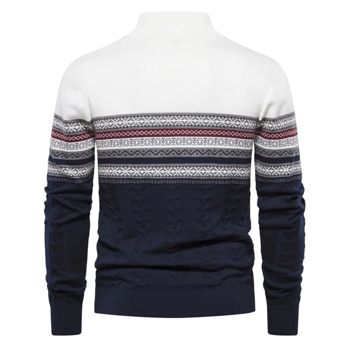 Men's Half-Zip Sweater with Stand Collar and Nordic Pattern 2