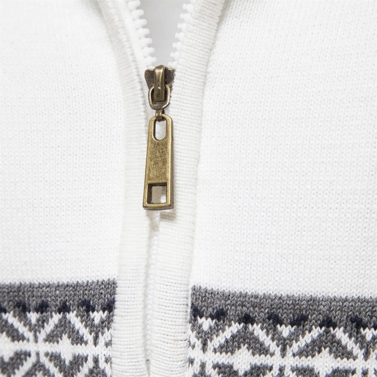 Men's Half-Zip Sweater with Stand Collar and Nordic Pattern 5