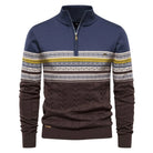 Men's Half-Zip Sweater with Stand Collar and Nordic Pattern 9