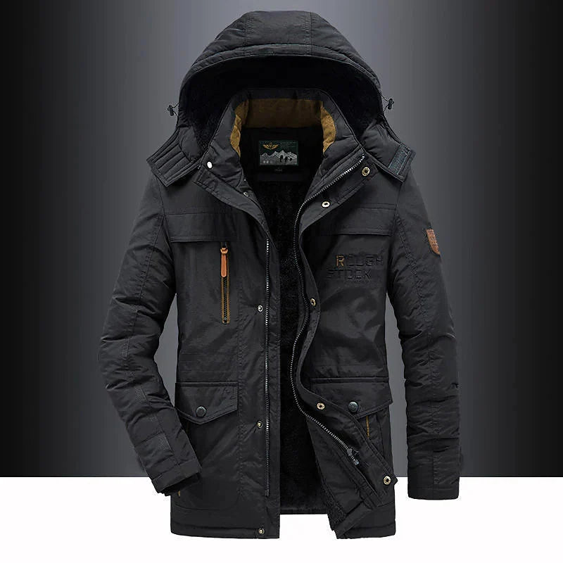 Men's Heavy-Duty Winter Jacket with Warm Hood and Structured Fit 1