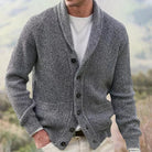 Men's Heavy Ribbed Knit Shawl Collar Cardigan Sweater with Five-Button Front 1