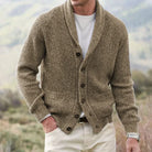 Men's Heavy Ribbed Knit Shawl Collar Cardigan Sweater with Five-Button Front 2