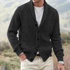 Men's Heavy Ribbed Knit Shawl Collar Cardigan Sweater with Five-Button Front 3