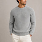 Men's Heavyweight Fisherman Rib Knit Sweater with Round Neckline 0